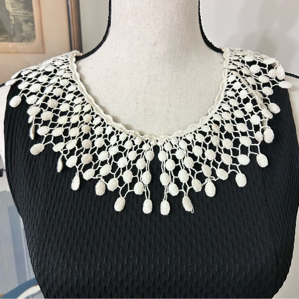 Free People Black and White Lace Embellished Mini Dress SZ M - Picture 3 of 6